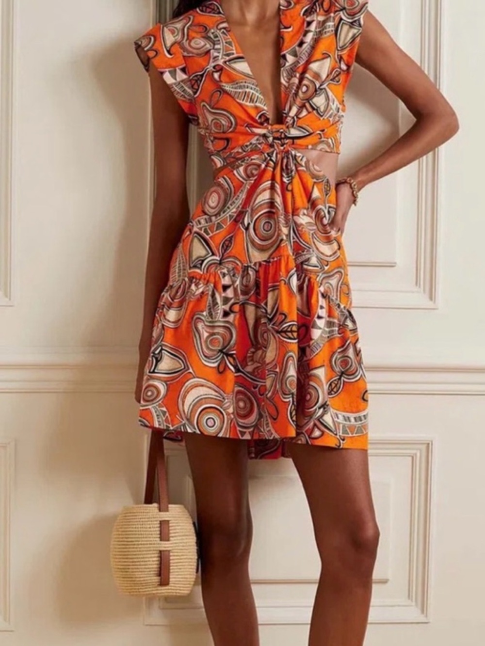 ALC Orange Printed Mini Dress